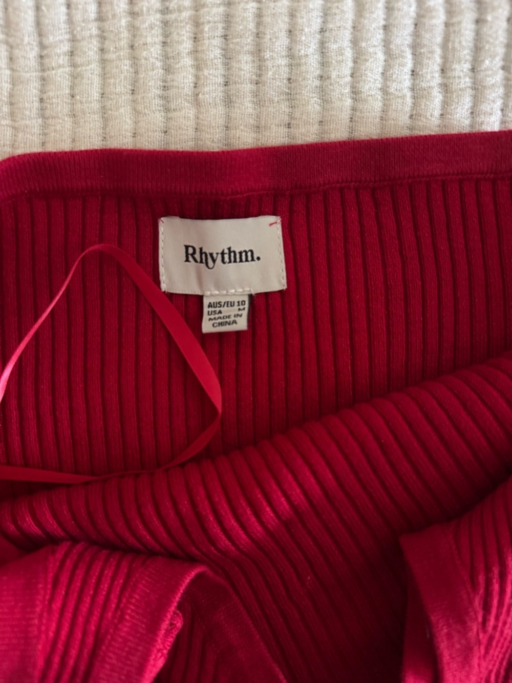 Rhythm. Red Ribbed Halter Tank Top - Picture 2 of 2